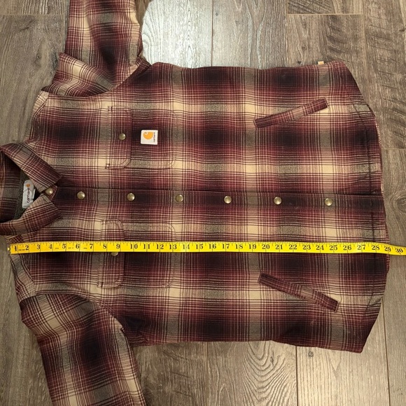 Carhartt coat Hubbard sherpa lined flannel shirt jacket women’s large - Picture 10 of 11